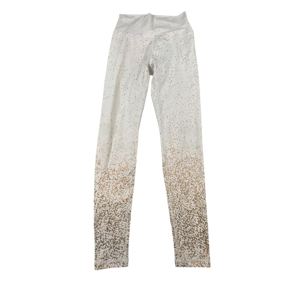 Buffbunny Collection White Rose Gold Foil Splatter Ombre High Rise Leggings‎ M